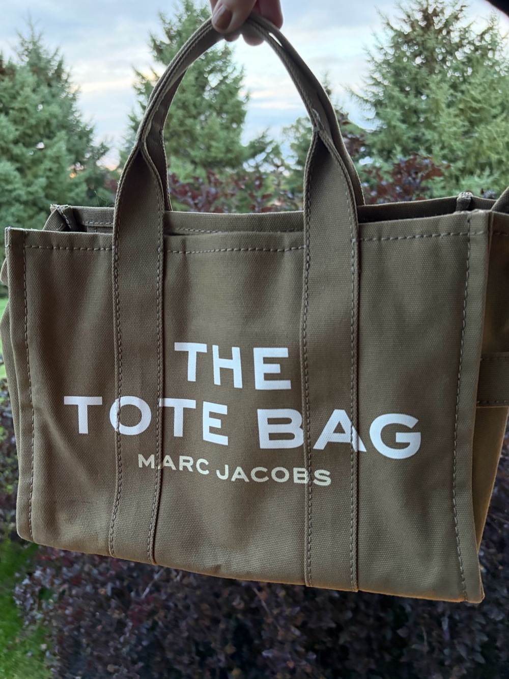 Marc Jacobs the tote bag olive green canvas crossbody bag medium size